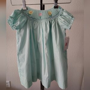 Nwt Marmellata spring flowers/tulips smocked dress Girl size 2T Smocked Easter